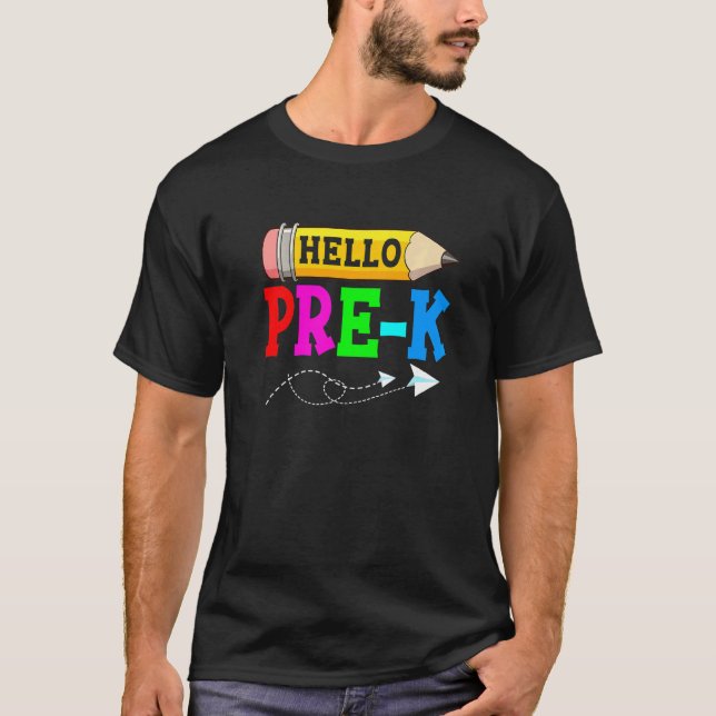 Hello Pre K Back To School First Day Of School T-Shirt (Vorderseite)