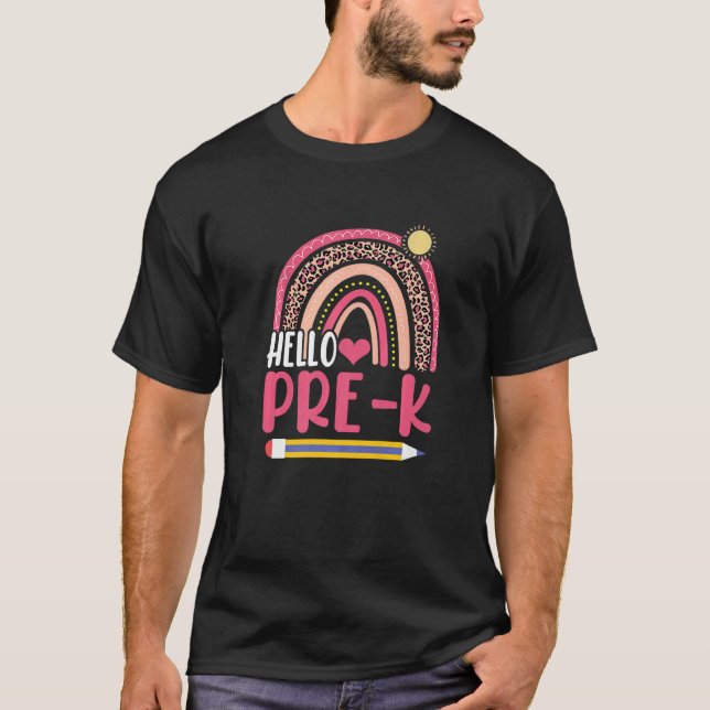 Hello Pre K Back To School Rainbow   T-Shirt (Vorderseite)