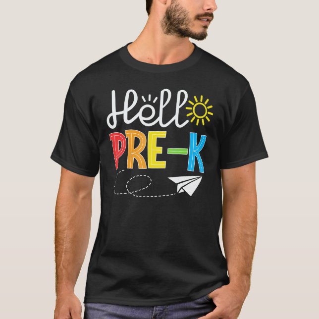 Hello Pre K Fun PreSchool Backto School   Student  T-Shirt (Vorderseite)