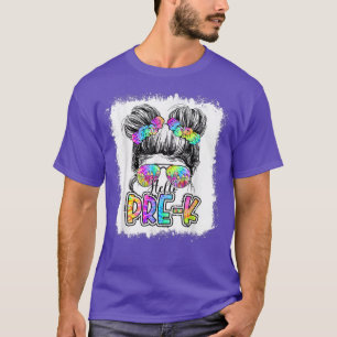 Hello Pre-k Messy Bun Girls Gefärbte Krawatte Nied T-Shirt