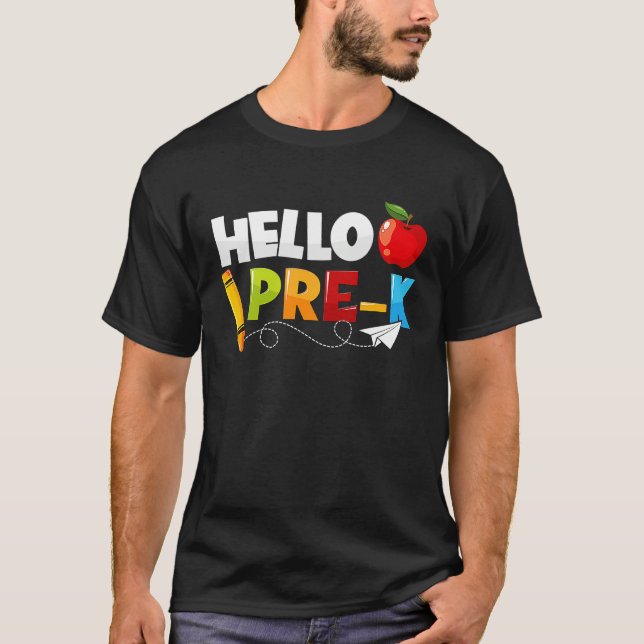 Hello Pre k  Preschool Back To School Boys Girls K T-Shirt (Vorderseite)
