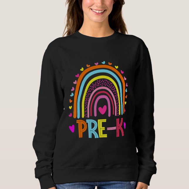 Hello Pre K Rainbow Teachers Kids Back To School Sweatshirt (Vorderseite)