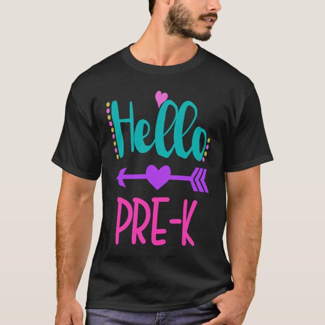 Hello Pre K Teacher Student Teacher Little Girl T-Shirt (Vorderseite)