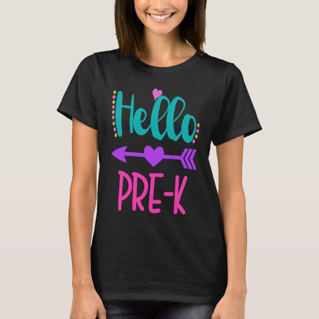 Hello Pre K Teacher Student Teacher Little Girl T-Shirt (Vorderseite)