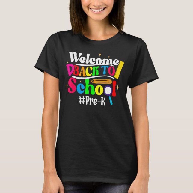 Hello Pre K Team PreK Back to School Teacher Girls T-Shirt (Vorderseite)