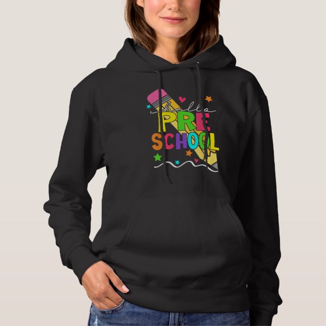 Hello Preschool Teacher Pencil Back To School Hoodie (Vorderseite)