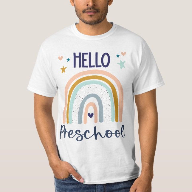 Hello Preshool Retro Rainbow Teaher Toddler Girls  T-Shirt (Vorderseite)