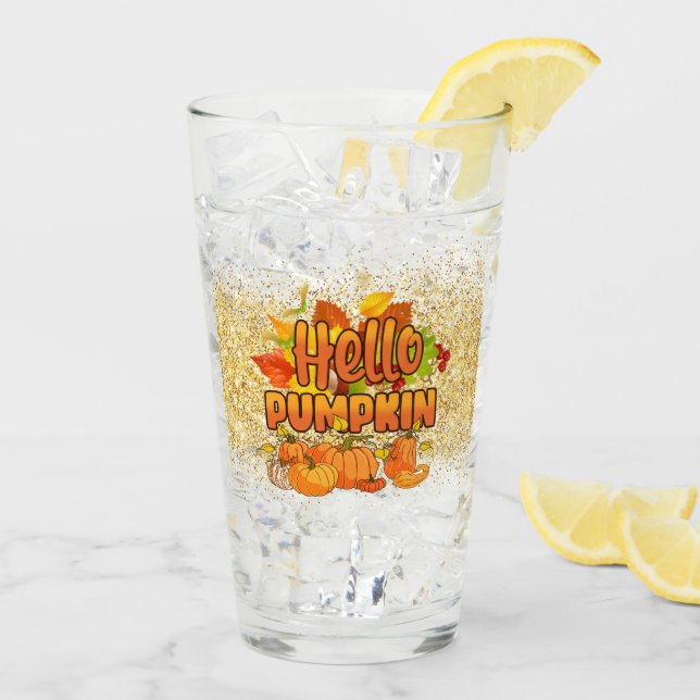 Hello Pumpkin Autumn Anpassen Glas (Rückseite Ice)