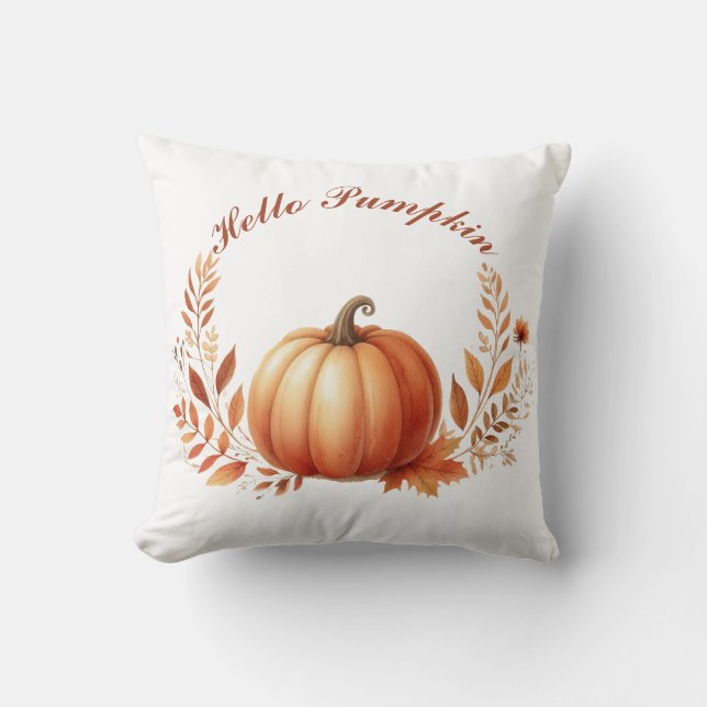 Hello Pumpkin Autumn Anpasster Text Kissen (Vorderseite)