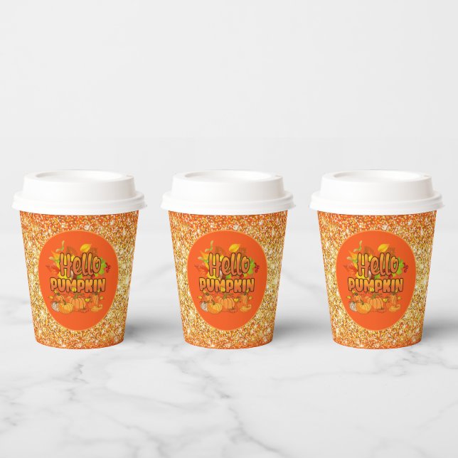 Hello Pumpkin Autumn Farbe anpassen Pappbecher (Multi)
