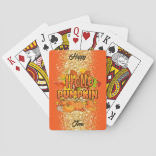 Hello Pumpkin Autumn Text und Farbe anpassen Spielkarten