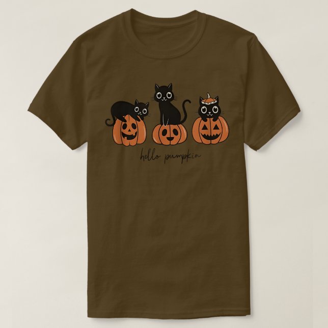 Hello Pumpkin Cats Pumpkin Carved Kürbislaterne C T-Shirt (Design vorne)
