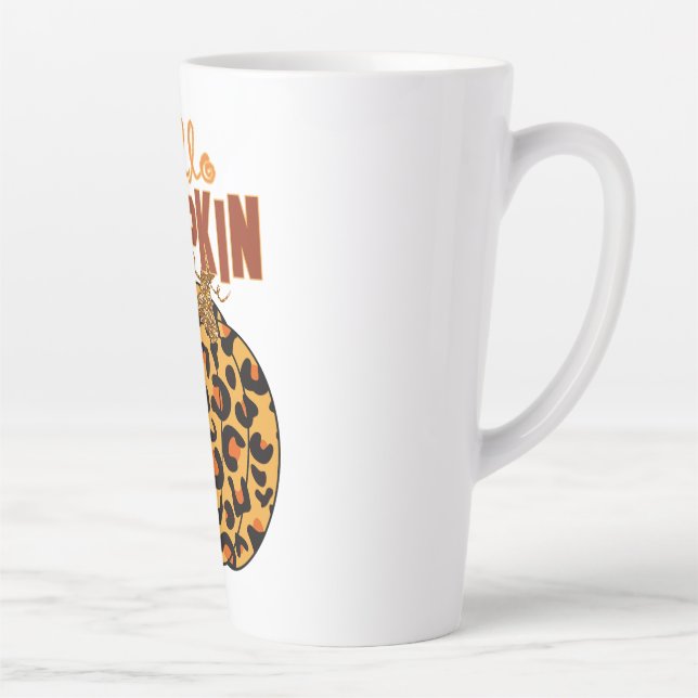 Hello Pumpkin - Fall Leopard Print Milchtasse (Rechts)
