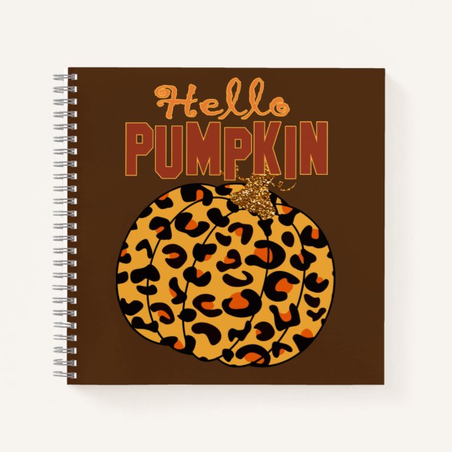 Hello Pumpkin - Fall Leopard Print Notizbuch (Vorderseite)