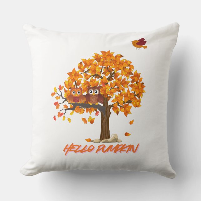 "Hello Pumpkin Fall Throw Kissen - Gemütliche Herb (Vorderseite)