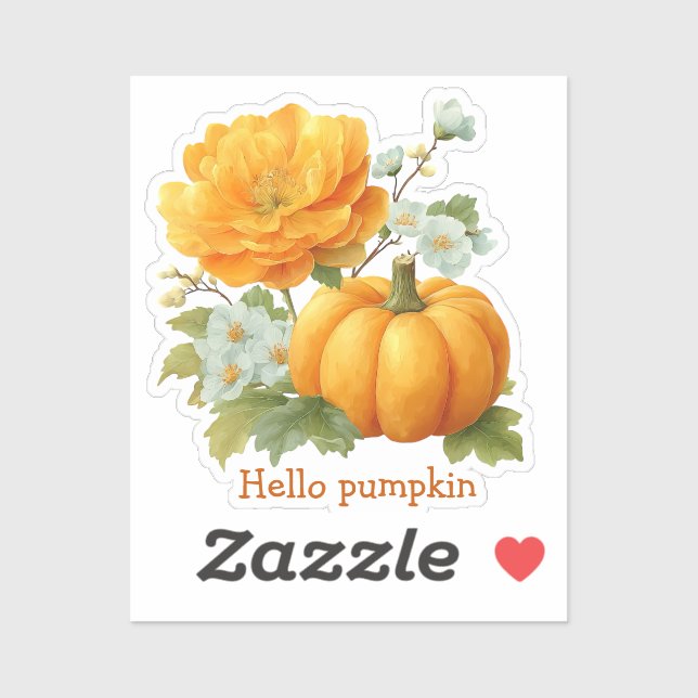 Hello Pumpkin Floral Halloween Design Aufkleber (Blatt)