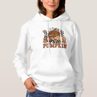 Hello Pumpkin Leopard Print Fall Design - Niedlich Hoodie