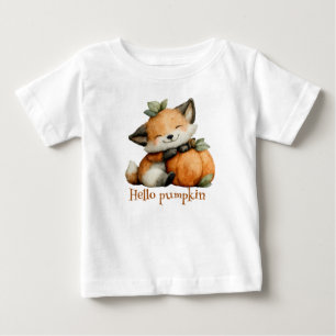 Hello Pumpkin Niedlich Fox Halloween Design Baby T-shirt