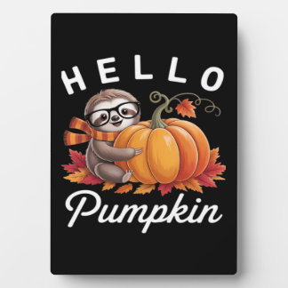 Hello Pumpkin - Niedlicher Fall Sloth Herbstleaves Fotoplatte