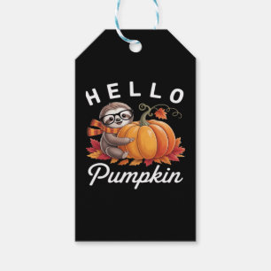 Hello Pumpkin - Niedlicher Fall Sloth Herbstleaves Geschenkanhänger