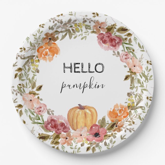 Hello Pumpkin Paper Tellers Fall Brautparty Pappteller (Vorderseite)
