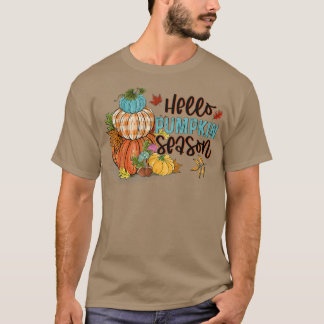 Hello Pumpkin Seasons Colorful Pumpkin Happy Autum T-Shirt