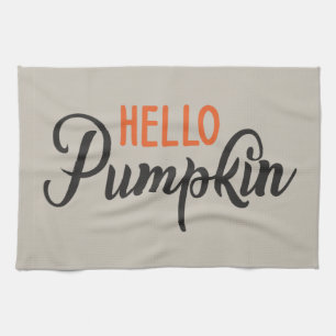 "Hello Pumpkin" silberbeige mit modernen Buchstabe Geschirrtuch
