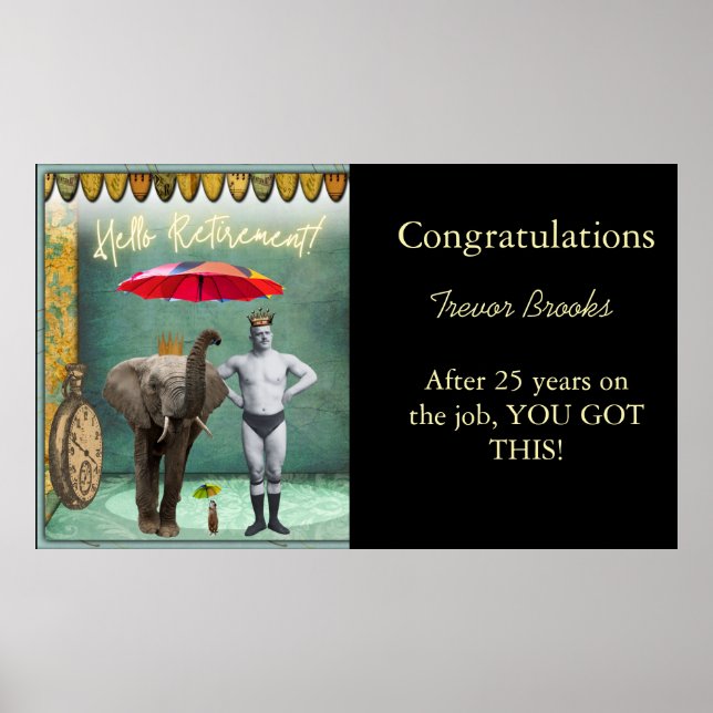 Hello Retirement Funny Personalisiert Poster (Vorne)