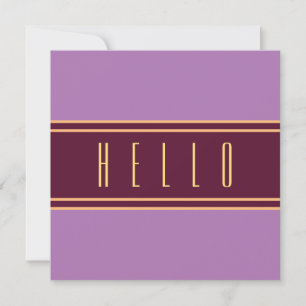 HELLO Rfined Burgundy Lavendel Lila Streifen Karte