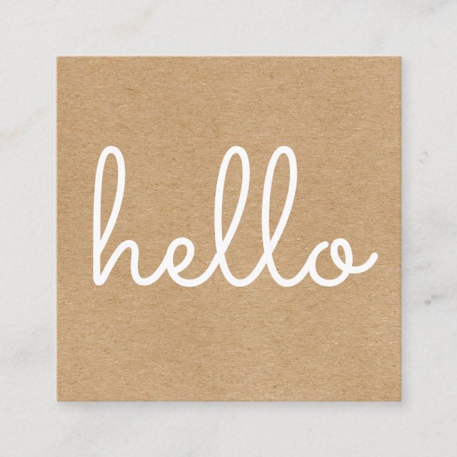 Hello Rustic Kraft Simple Modern Quadratische Visitenkarte (Vorderseite)