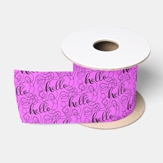 HELLO-schwarzes nahtloses Muster mit LINES Satinband (Spule)