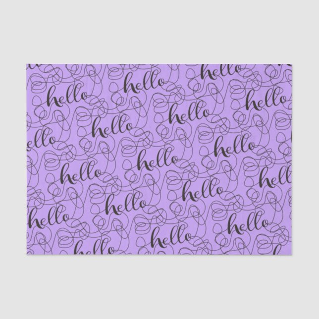 HELLO-schwarzes nahtloses Muster mit LINES Seidenpapier (Vorderseite)