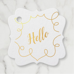 Hello Scribble Metallic Print Geschenkanhänger