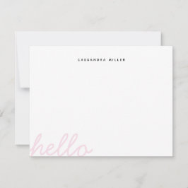 Hello Script Blush Pink Minimalistisch Personalisi Mitteilungskarte