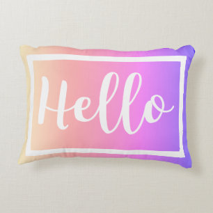 Hello Script Pastel Rainbow Gradient Zierkissen