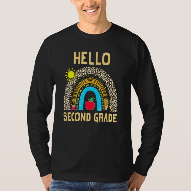 Hello Second Grade Boho Rainbow Leopard 100 Days O T-Shirt (Vorderseite)