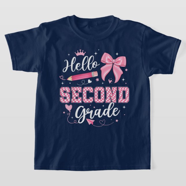 Hello Second Grade Coquette Bow Teacher Girl T-Shirt (Ablage )