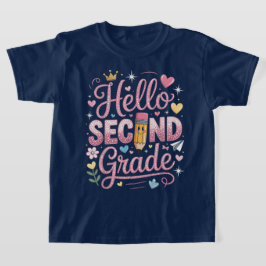 Hello Second Grade Coquette Bow Teacher Girl T-Shirt