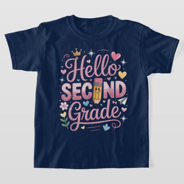 Hello Second Grade Coquette Bow Teacher Girl T-Shirt (Ablage )