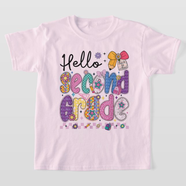 Hello Second Grade Coquette Bow Teacher Girl T-Shirt (Ablage )