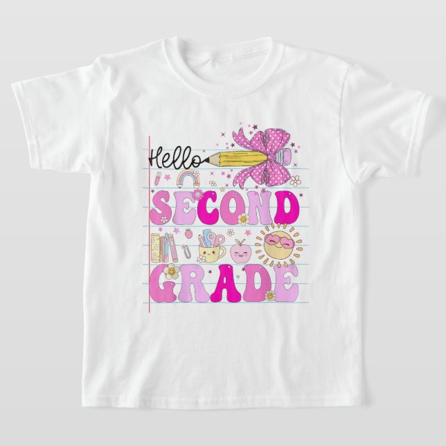 Hello Second Grade Coquette Bow Teacher Girl T-Shirt (Ablage )