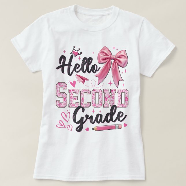 Hello Second Grade First Day Of School Coquette Te T-Shirt (Design vorne)