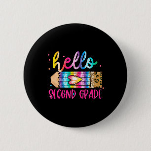 Hello Second Grade Leopard Gefärbte Krawatte Penci Button