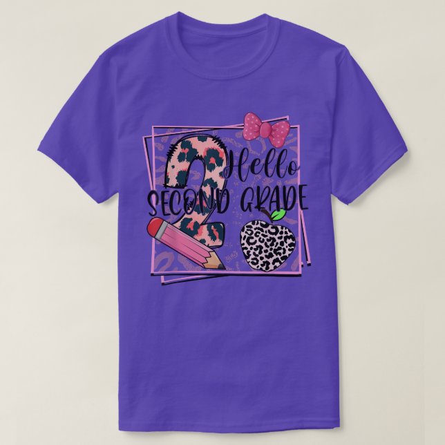 Hello Second Grade Pink Leopard 2nd Grade Back To  T-Shirt (Design vorne)