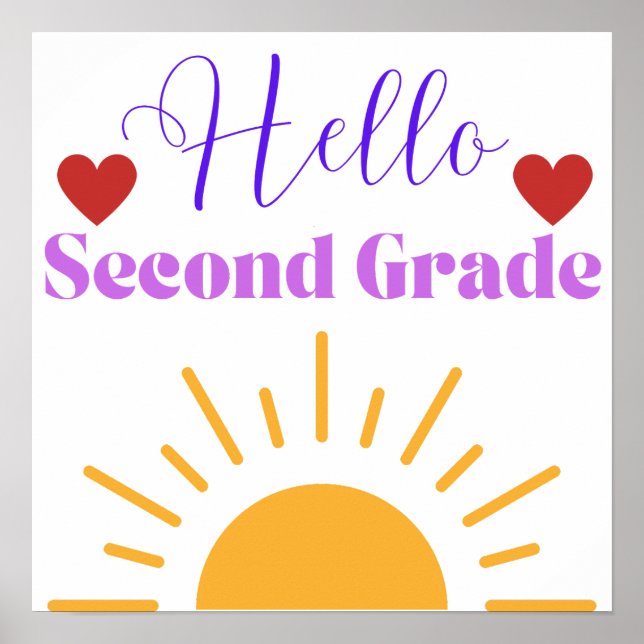 "Hello Second Grade" Sunshine Classroom Poster (Vorne)
