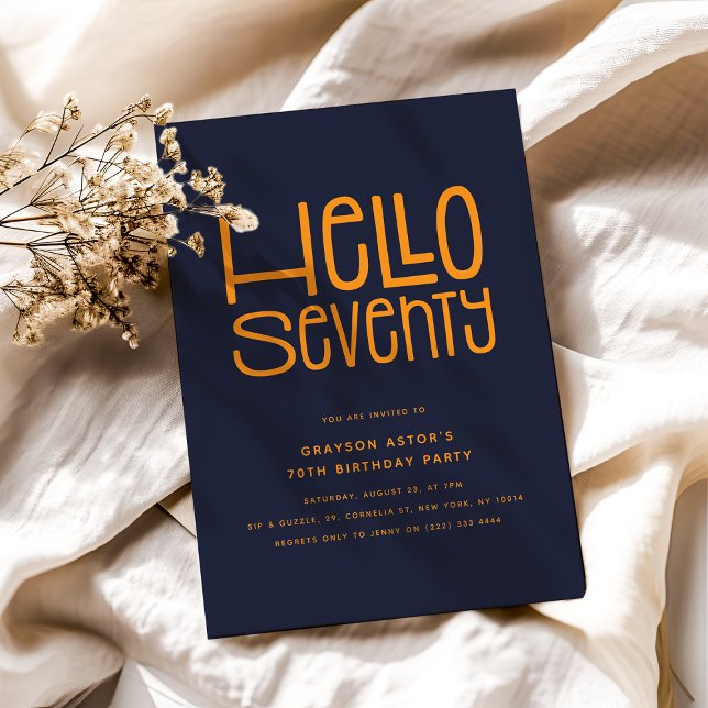 HELLO SIEBENTY Modern 70. Geburtstag Einladung (Von Creator hochgeladen)