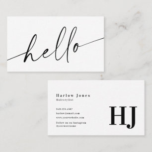 Hello Signature Minimalistisch Black & White Visitenkarte