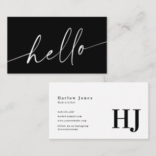 Hello Signature Minimalistisch Black & White Visitenkarte