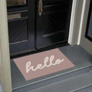 Hello Simple Minimalistisch Script Letters Mauve Fußmatte