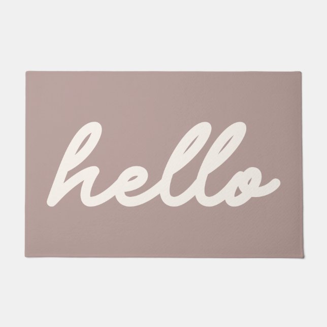 Hello Simple Minimalistisch Script Letters Mauve Fußmatte (Vorderseite)